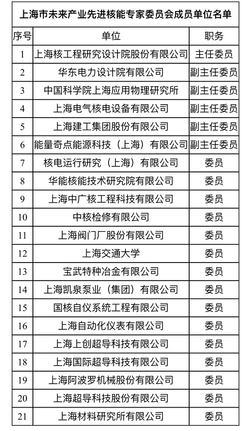 上海市未來產業先進核能專家委員會成立